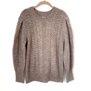 Calvin Klein Cozy Cable Knit Puff Sleeve Sweater